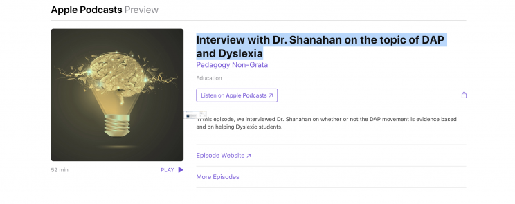 Interview with Dr. Shanahan on the topic of DAP and Dyslexia