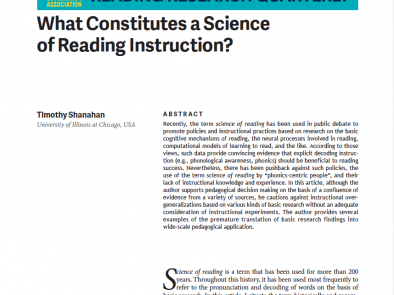 What Constitutes a Science of Reading Instruction?