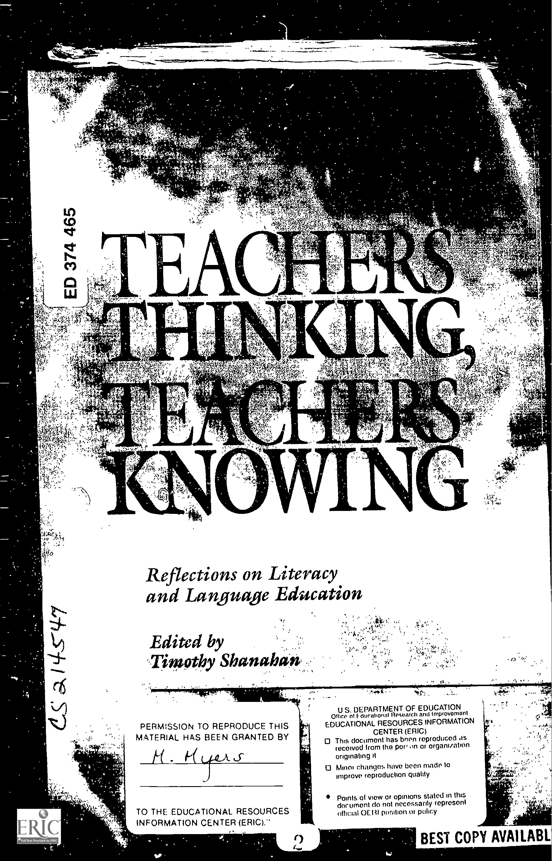 Teachers Thinking, Teachers Knowing