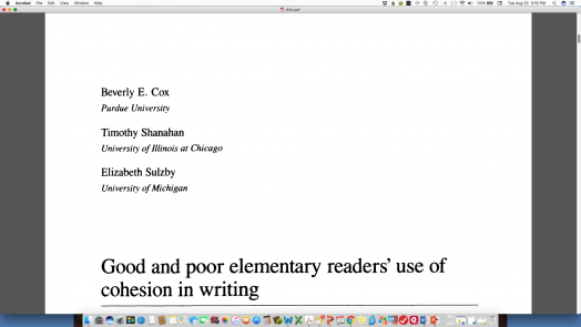 Good and Poor Elementary Readers&rsquo; Use of Cohesion in Writing
