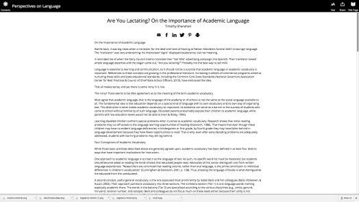 Are You Lactating: On the Importance of Academic Language