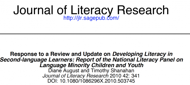 Response to a Review and Update on Developing Literacy in Second-language Learners: Report of the National Literacy Panel on Language Minority Children and Youth